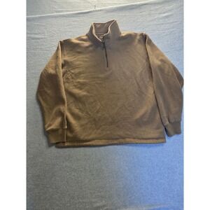 Maison Article Mens Brown Quarter Zip Fleece Pullover Sweatshirt Size L JM012382